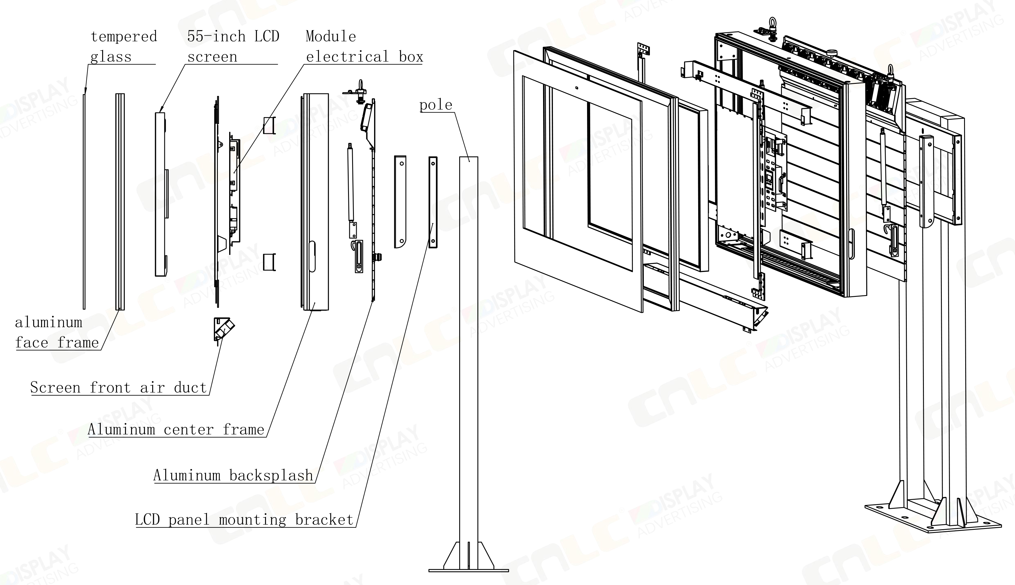 Durable outdoor LCD digital billboard with IK10 Certified