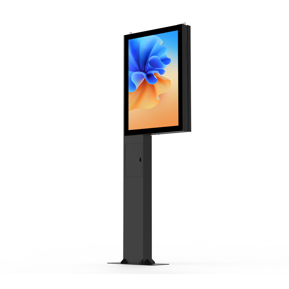 Smart City Double-sided DOOH Signs: Static on one side, LED Digital on the other.