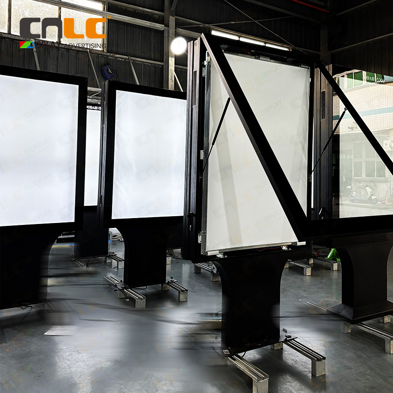 Factory testing of CNLC aluminum outdoor light boxes before export to the Middle East.