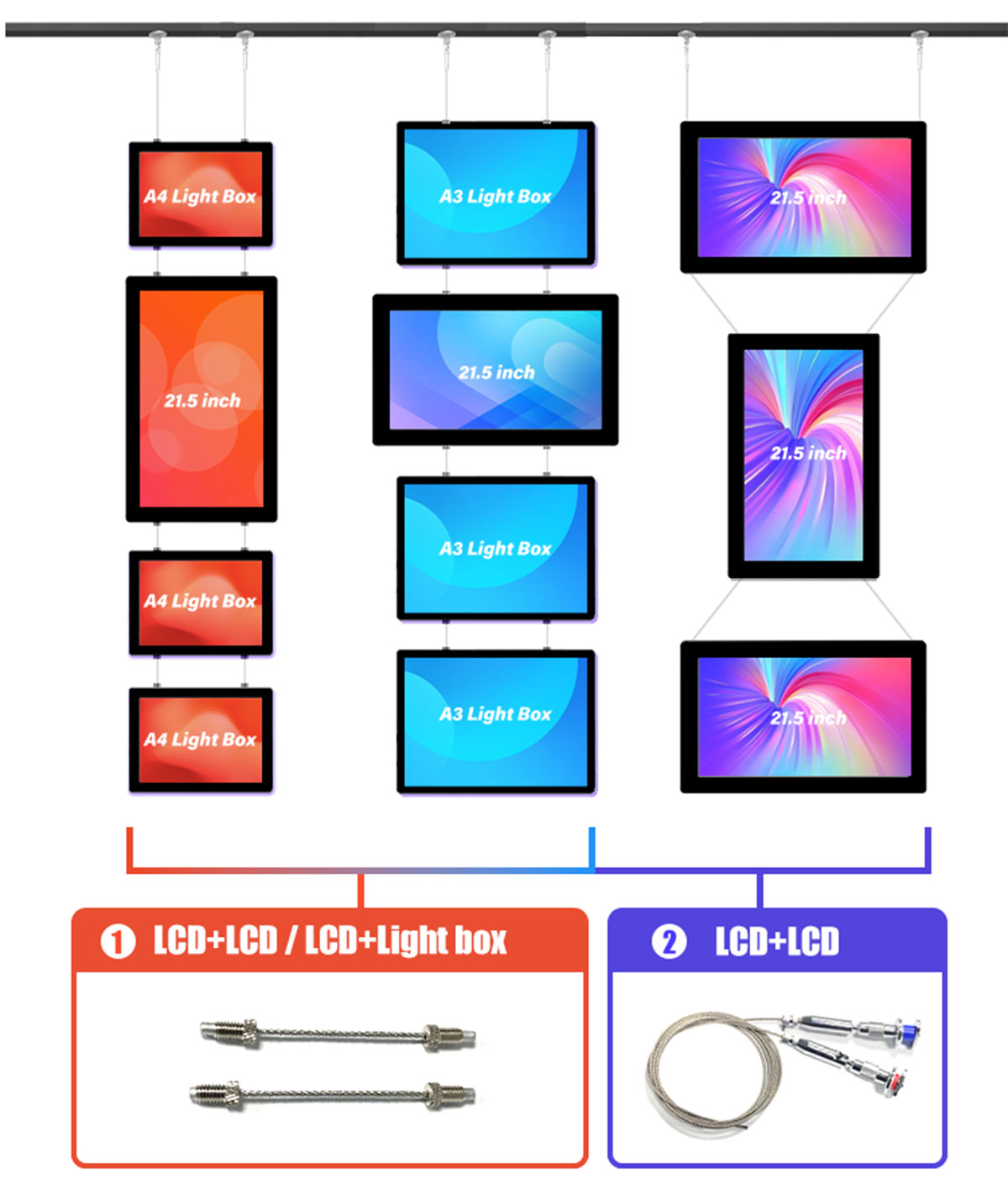 LCD Hanging Display Integrated with Static Poster Light Box