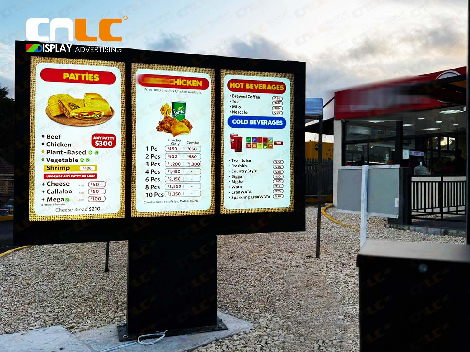 Drive-Thru Digital Menu Board installed at a restaurant in North America