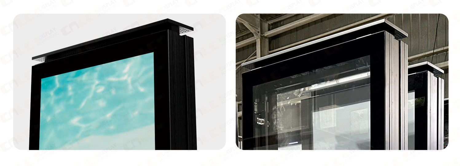 Durable aluminum housing of bus stop LED totem for outdoor public transport advertising
