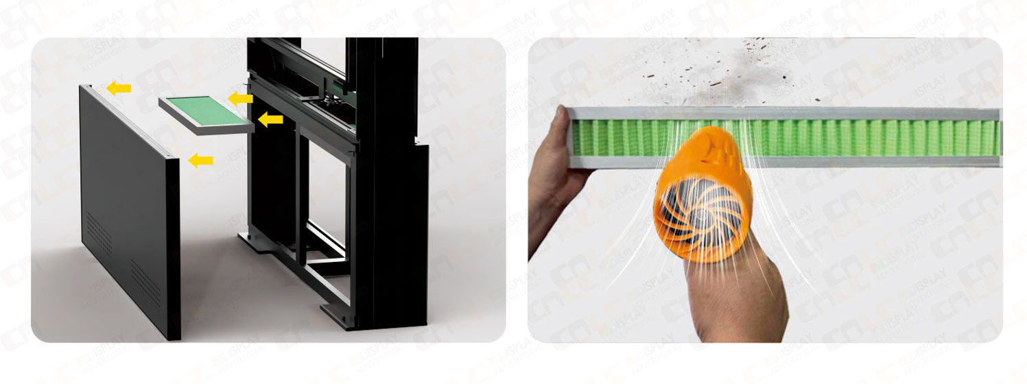 IP56 weatherproof LED display totem for outdoor DOOH advertising, dustproof and waterproof protection