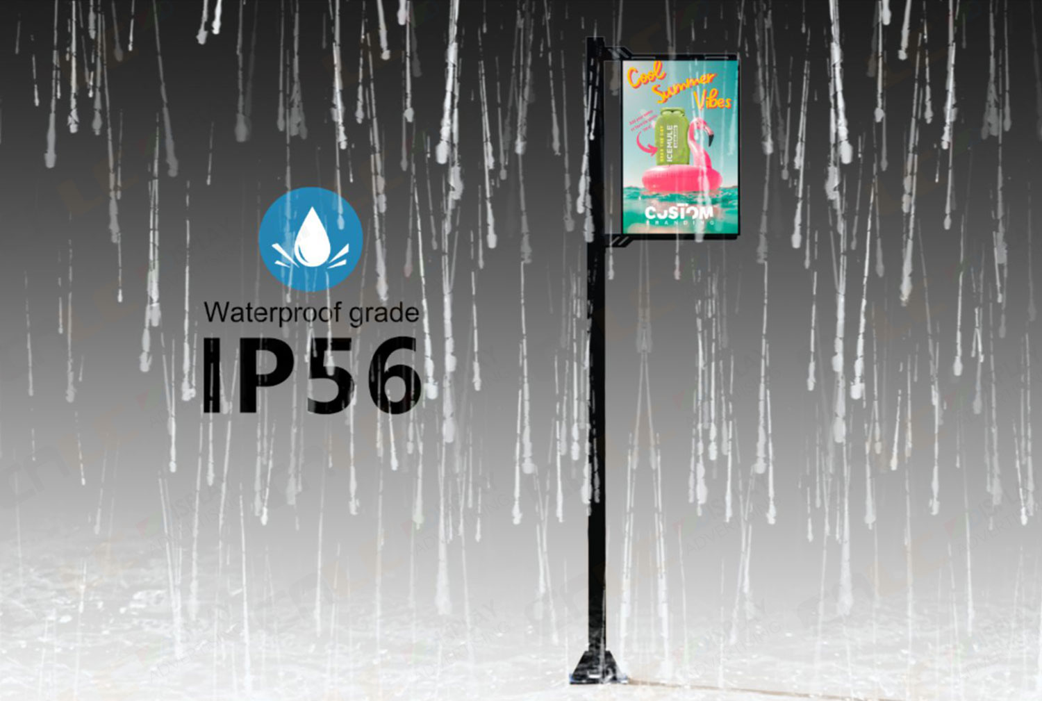 IP56 waterproof LED pole display for outdoor use