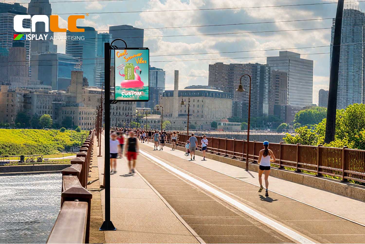 LED pole display for street advertising application