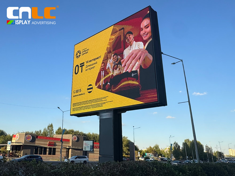 CNLC outdoor LED billboard in daytime street operation for advertising campaigns