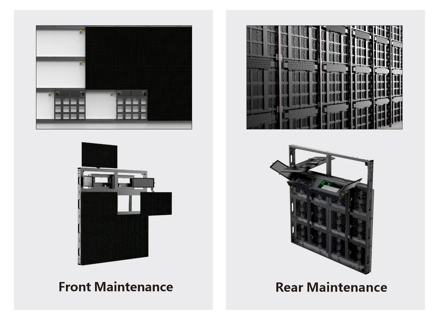 Outdoor LED fixed cabinet with front and rear maintenance design for easy service