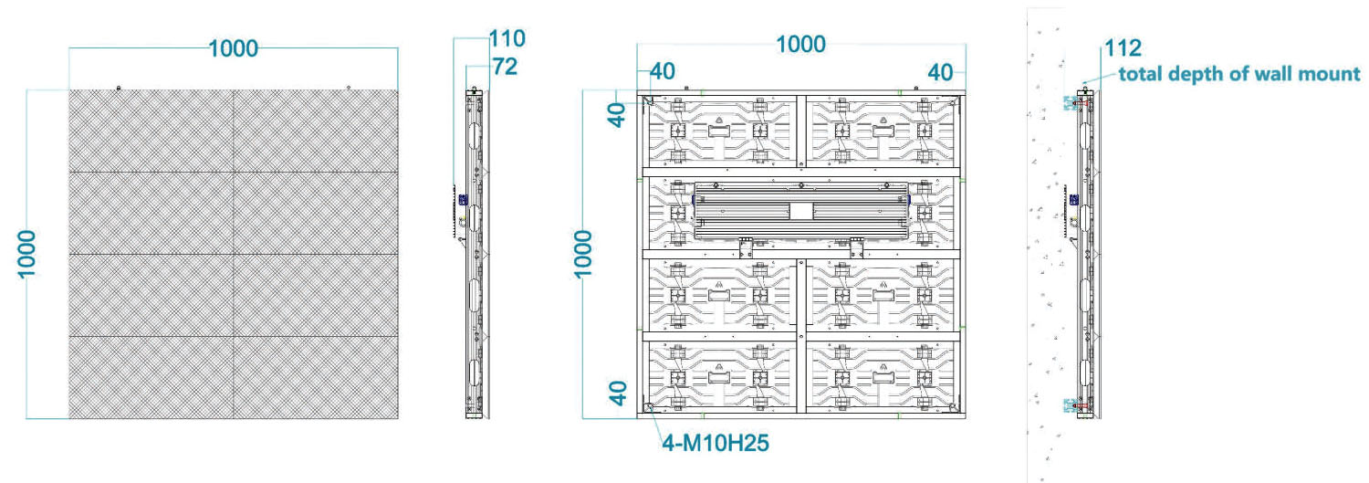 LED fixed cabinet dimensions and specifications