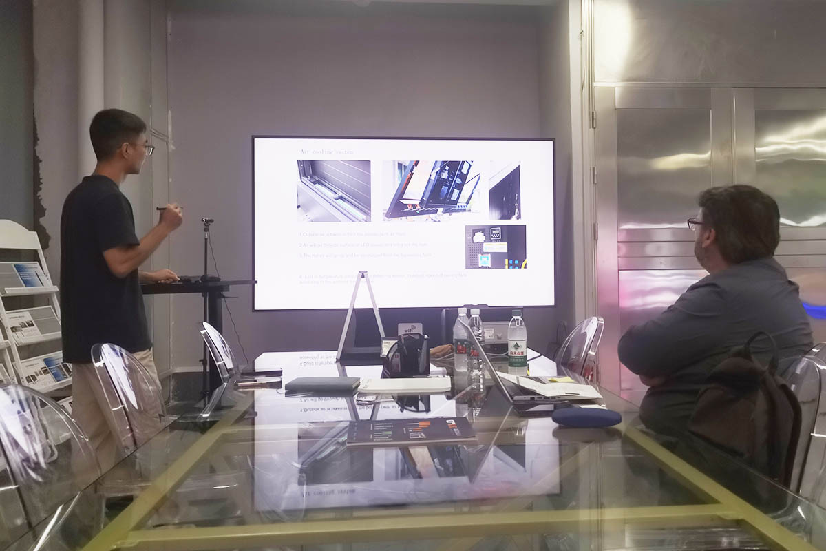 CNLC Display and clients discussing outdoor advertising screen project requirements