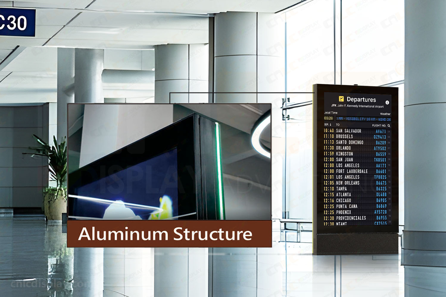 Lightweight Aluminum Frame Commercial LCD Information Display