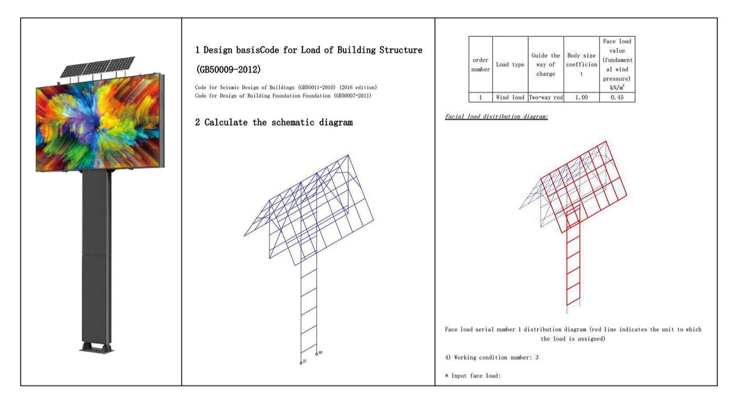 Wind load structural design and safety verification for outdoor LED billboard