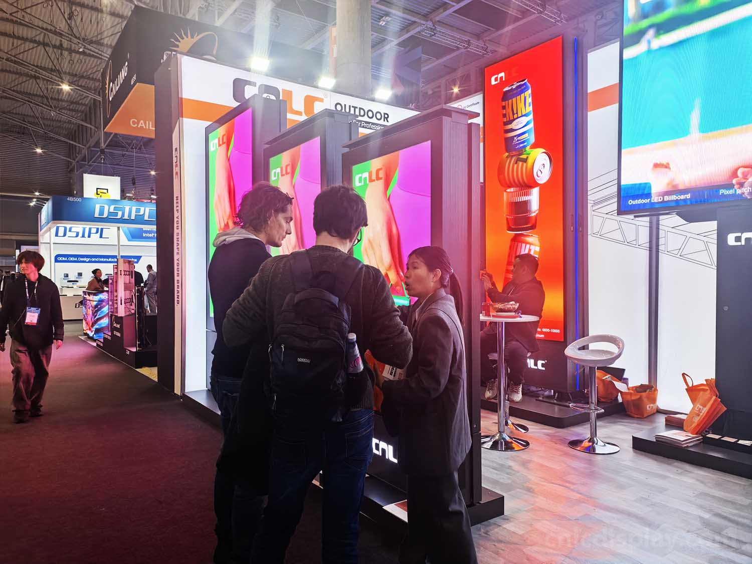 CNLC exhibition booth at ISE 2026 with visitors exploring outdoor LED solutions.