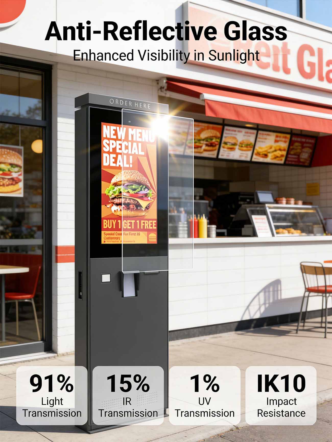 Anti-Glare Glass for Outdoor Visibility Anti glare glass for outdoor display improving sunlight readability and reducing reflection