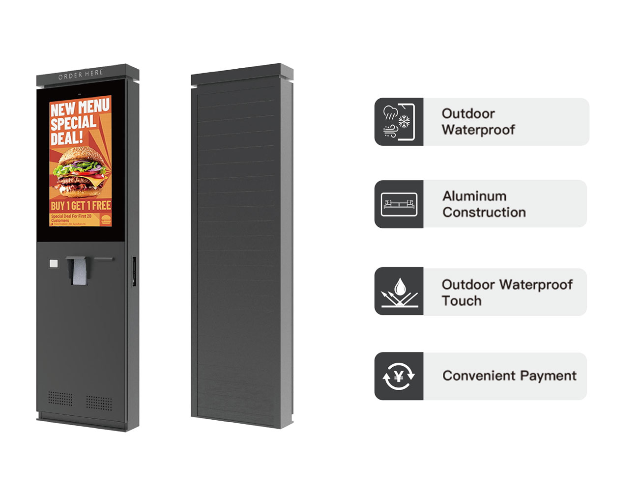 Outdoor Kiosk Key Features Overview Outdoor touchscreen kiosk with high brightness display and interactive features for self service applications