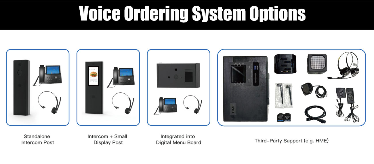 Voice ordering system option for drive-thru digital menu board providing convenient hands-free ordering