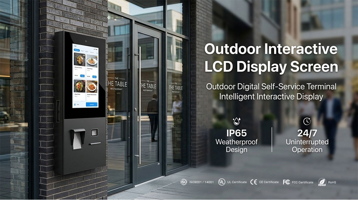 Smart City Outdoor Interactive Kiosk Application Outdoor interactive kiosk used for smart city wayfinding and public information display in urban environment