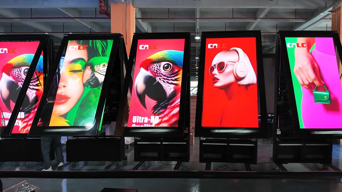 P2.5 outdoor LED totem display designed for commercial digital signage with high-resolution LED technology and durable outdoor construction.