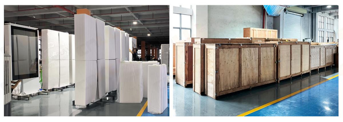 Outdoor LED Totem Packaging, Export Wooden Crate, LED Display Shipping, OEM LED Display Manufacturer, Overseas Delivery, Digital Signage Export, Commercial LED Display Logistics