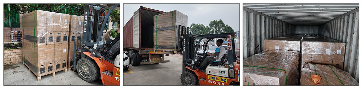 Bulk loading of wall-mounted outdoor digital signage displays into shipping container for large-scale DOOH project delivery to European market