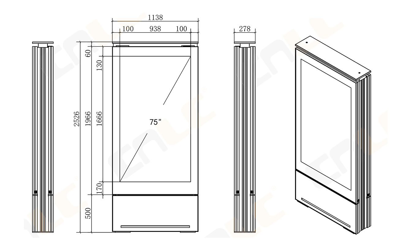 Outdoor IP66 Fine Pitch MIP LED Display 75“ Sizes Outdoor fine pitch LED display available in 65-inch, 75-inch, and 86-inch configurations.