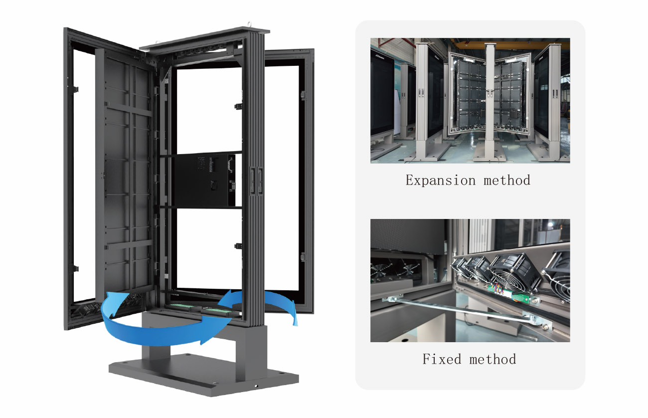 Side-opening maintenance structure for outdoor LED totem display cabinet