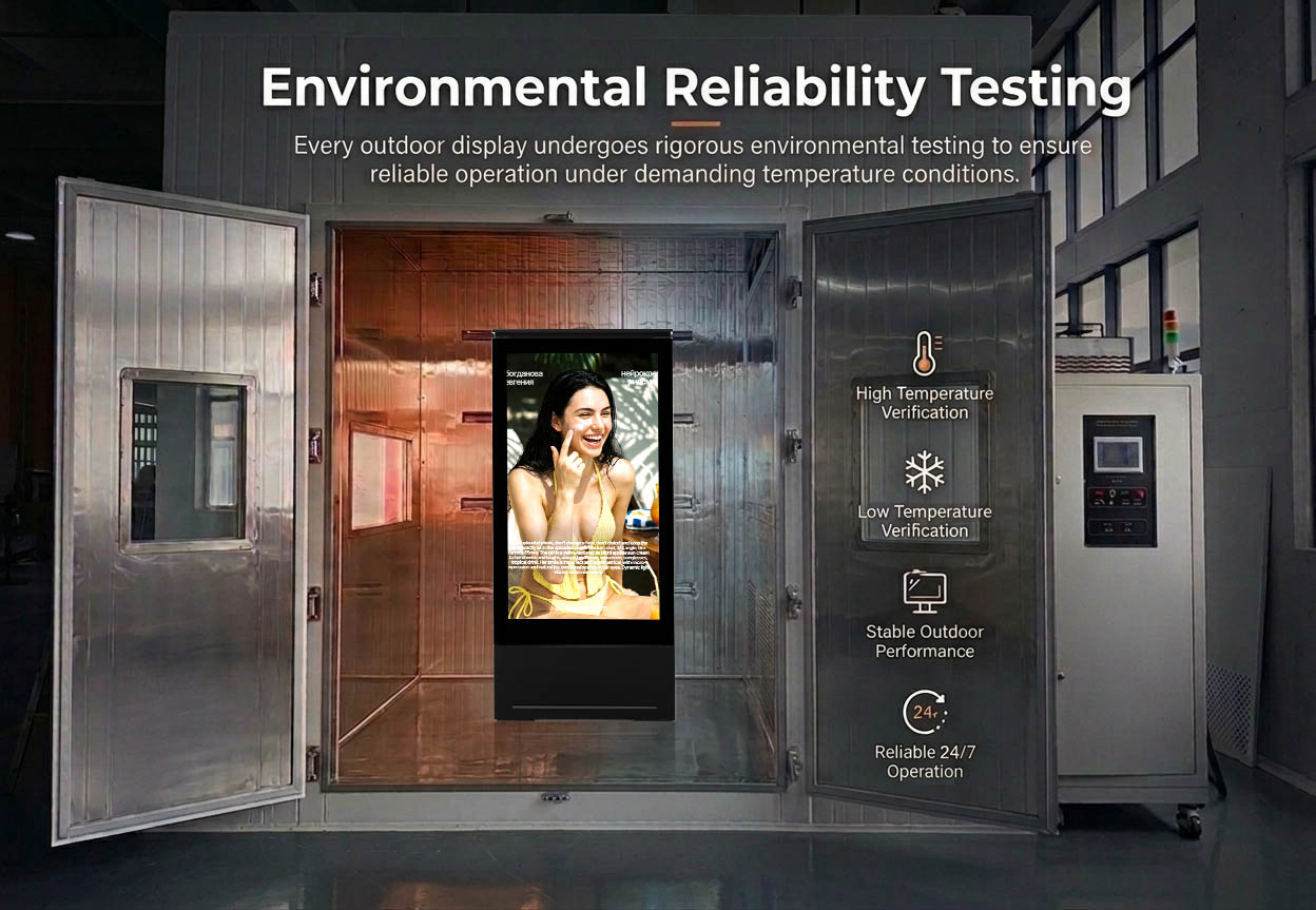Commercial outdoor LED display validated through high and low temperature environmental testing