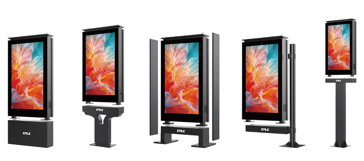 Multiple installation base options for customized outdoor LCD display deployment