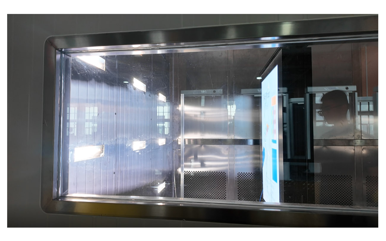 Outdoor COB Display Under Solar Radiation Reliability Test CNLC outdoor COB display undergoing solar radiation environmental chamber reliability testing