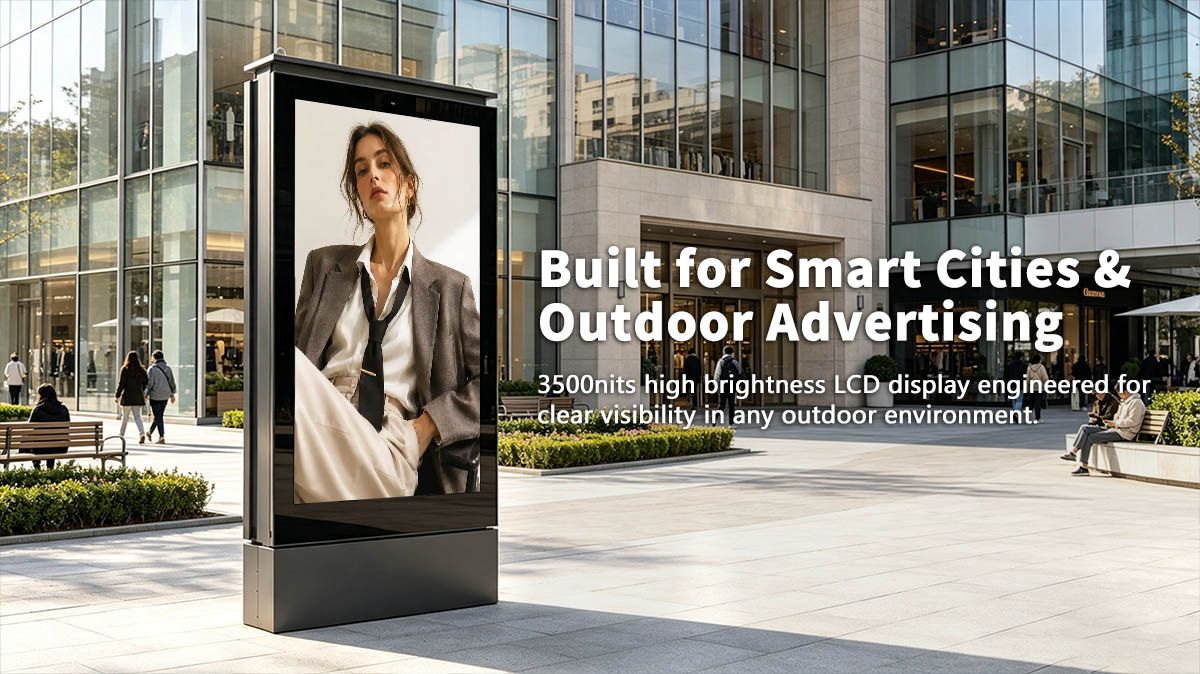 Smart city outdoor LCD signage with 3500 nits high brightness for digital advertising applications