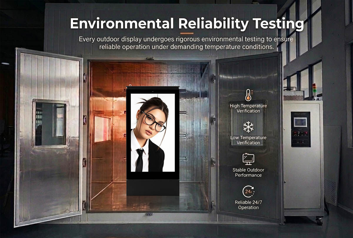 test-outdoor-display.jpg High and low temperature reliability testing of outdoor LCD digital signage