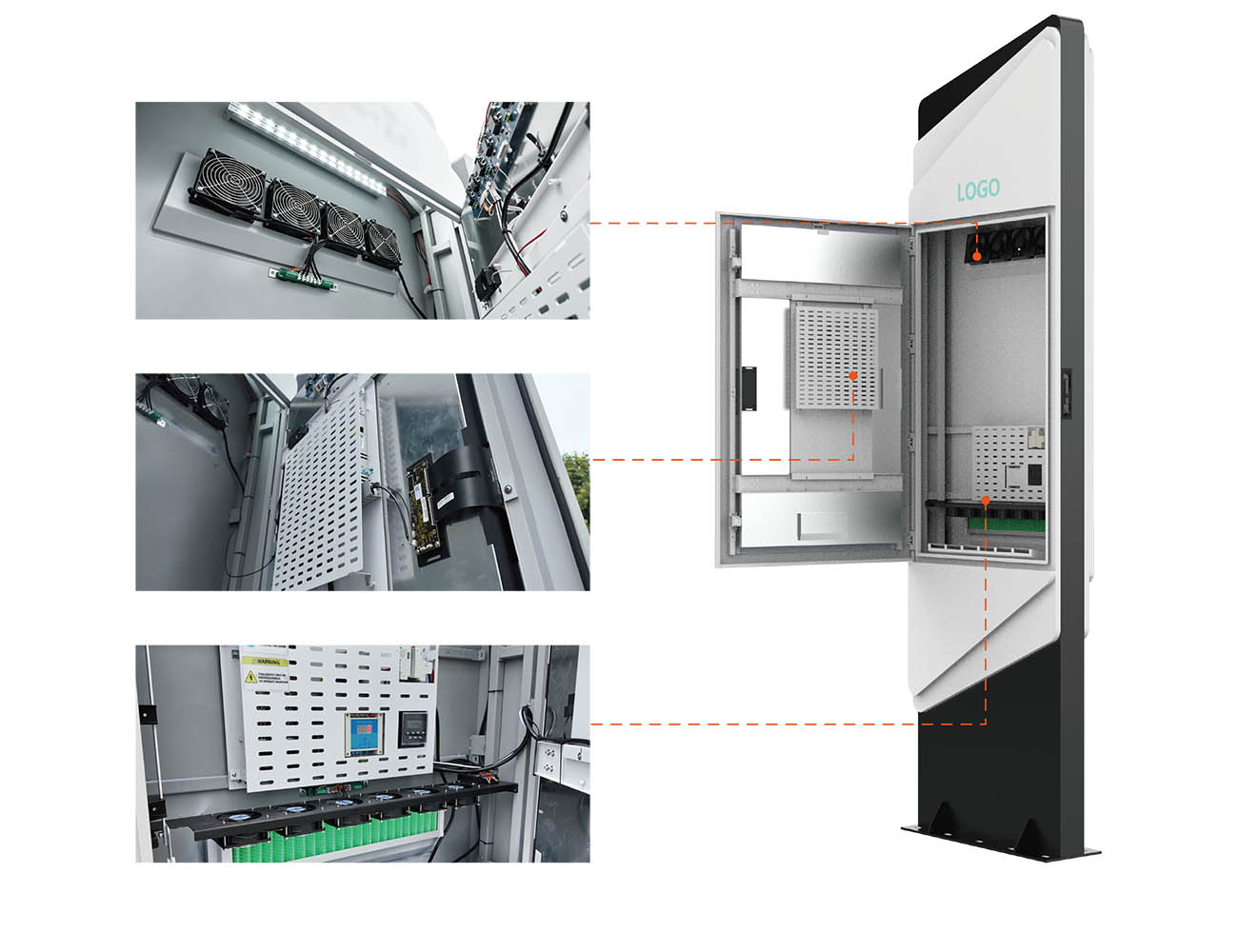 Built for Continuous Operation outdoor kiosk cooling system, heat dissipation design, thermal management, aluminum housing