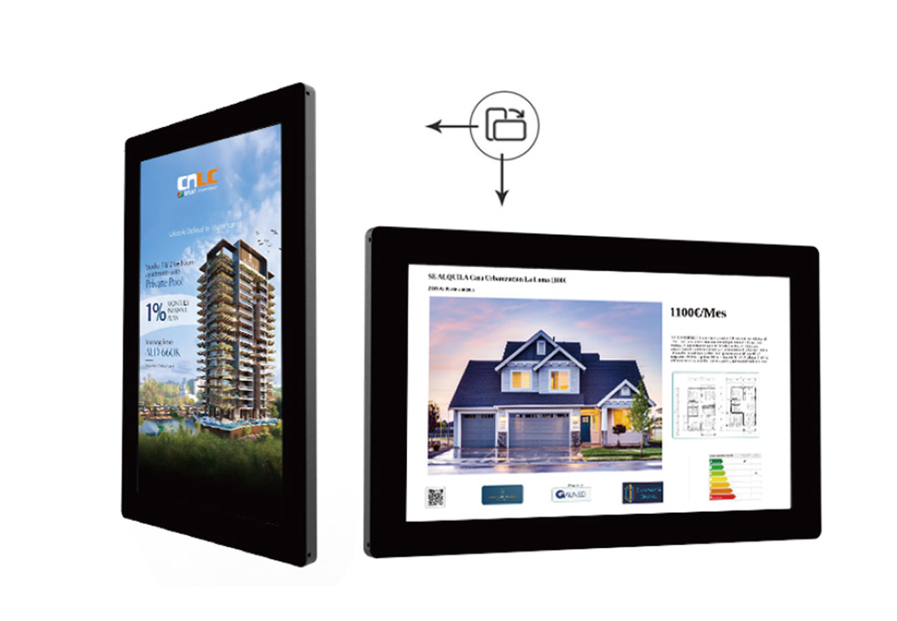 Portrait and Landscape Installation Options portrait display, landscape display, flexible installation